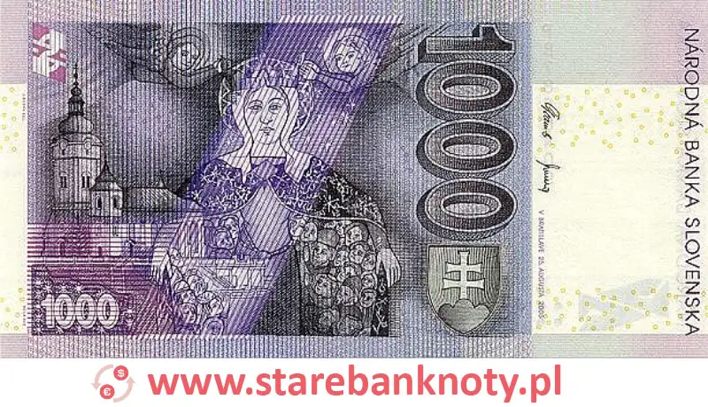 widok banknotu 1000 koron słowackich rewers
