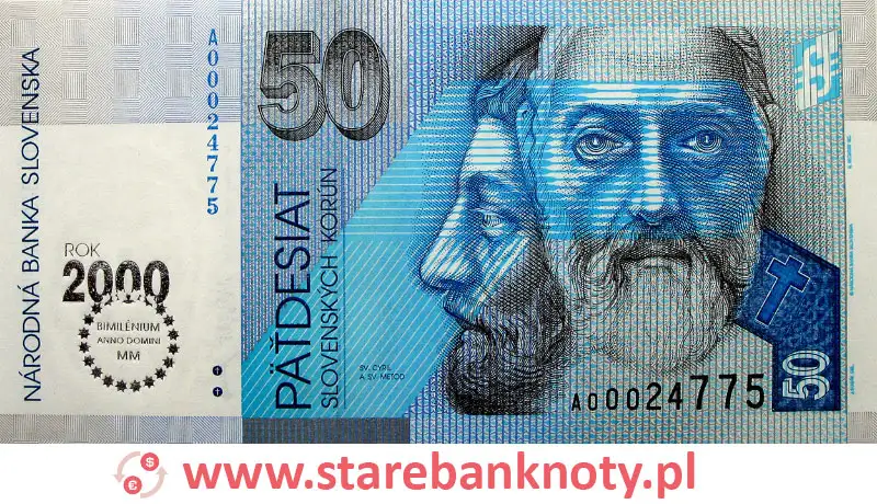 widok banknotu 50 koron słowackich awers
