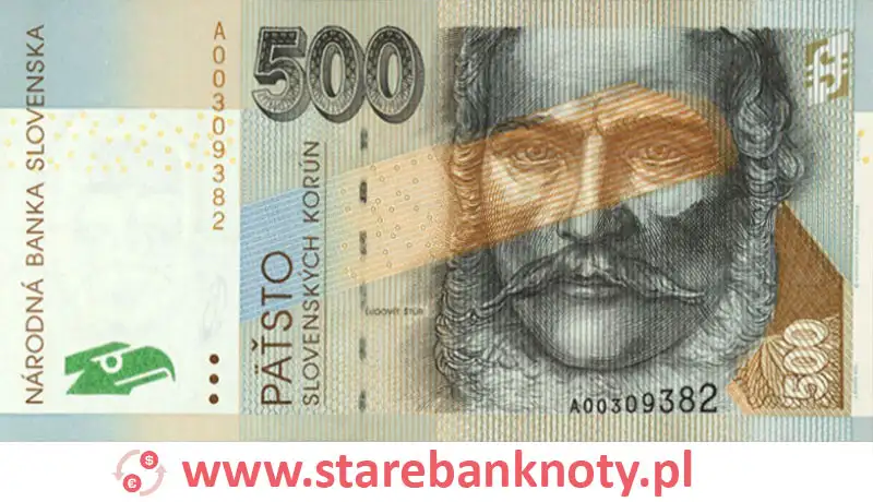 widok banknotu 500 koron słowackich awers